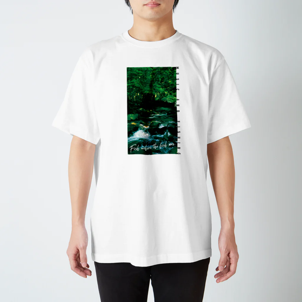 音楽と釣りのFishing Spot T shirts Trout Regular Fit T-Shirt