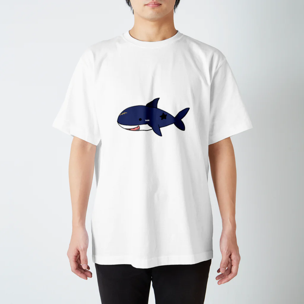 Yuuのオリジナルイラスト5サメ3号(黒ver) スタンダードTシャツ