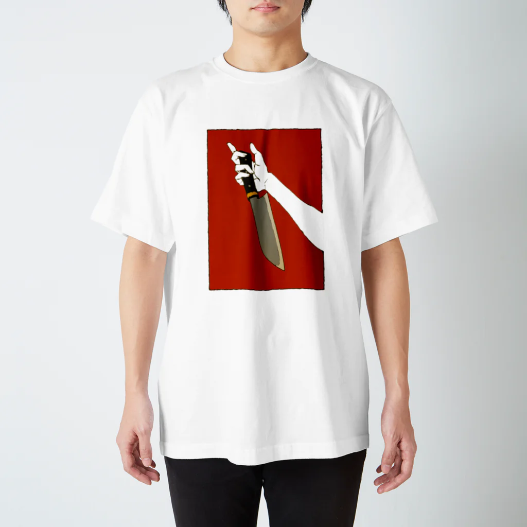 白田販売所SUZURI支店の赤のドス Regular Fit T-Shirt