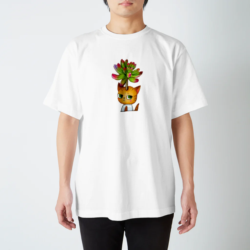 ほっこり絵描きあきこのちーちゃんシリーズ☆多肉植物 Regular Fit T-Shirt