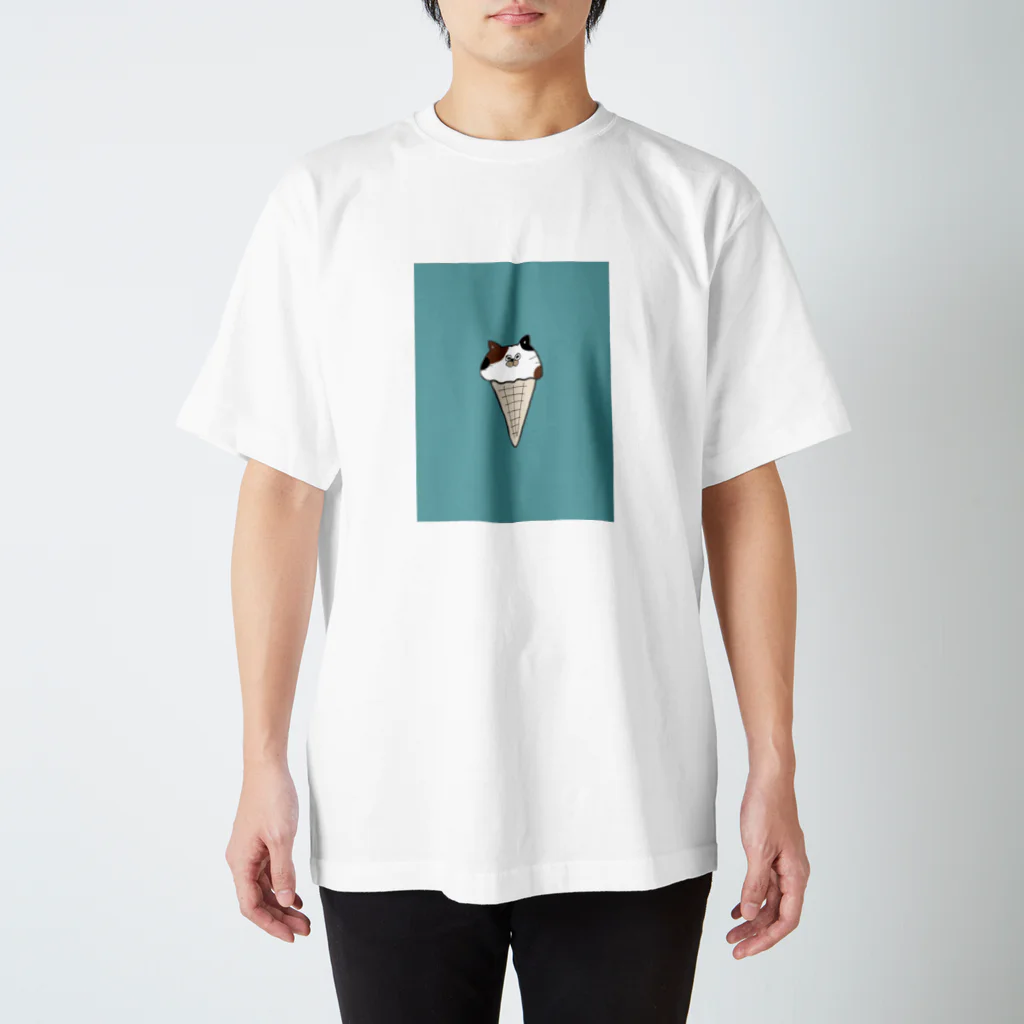 ねこのふとももの溶けねこ(ブルー) Regular Fit T-Shirt