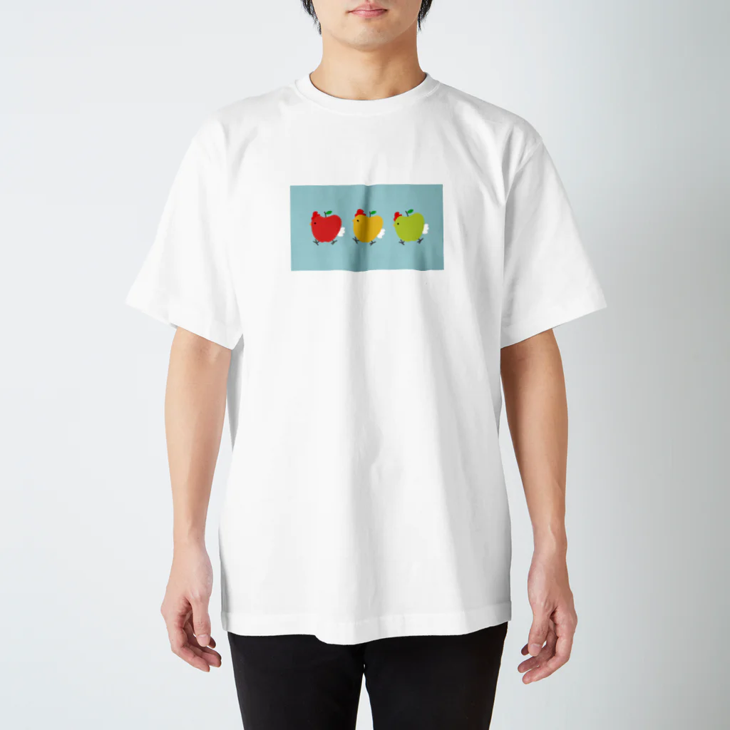 ねこやにわとりやの三色RINGO-NIWATORI スタンダードTシャツ