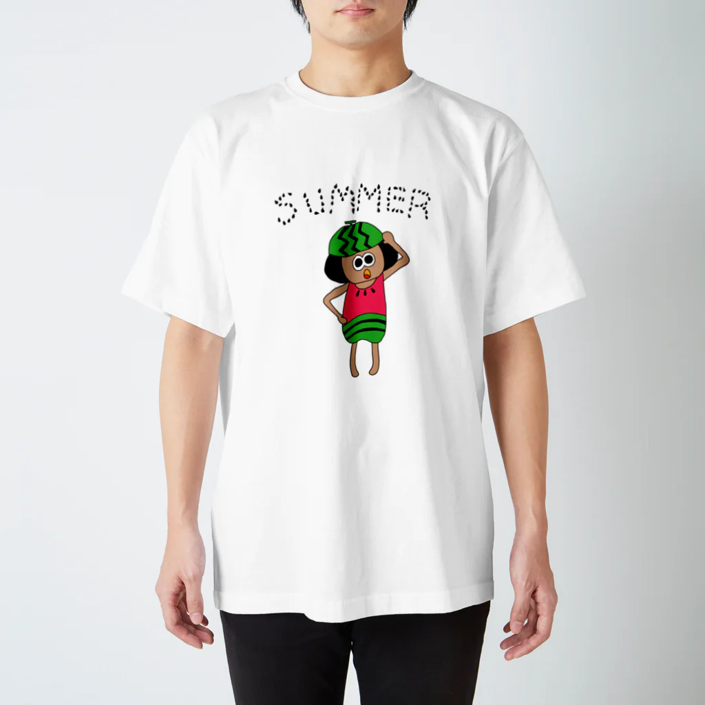 甘党ぴこぴこSHOPの日焼けスイカちゃん スタンダードTシャツ