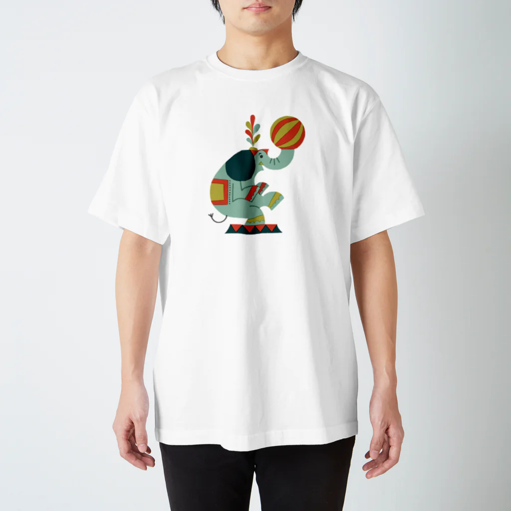 サタケシュンスケ｜イラストレーターのサーカス（ゾウ） Regular Fit T-Shirt