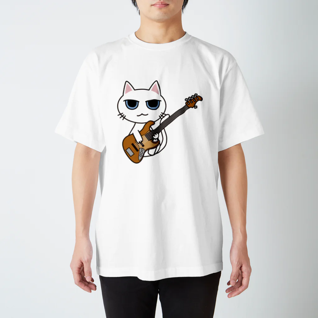 アトリエかのの白猫ロック５弦ベース スタンダードTシャツ