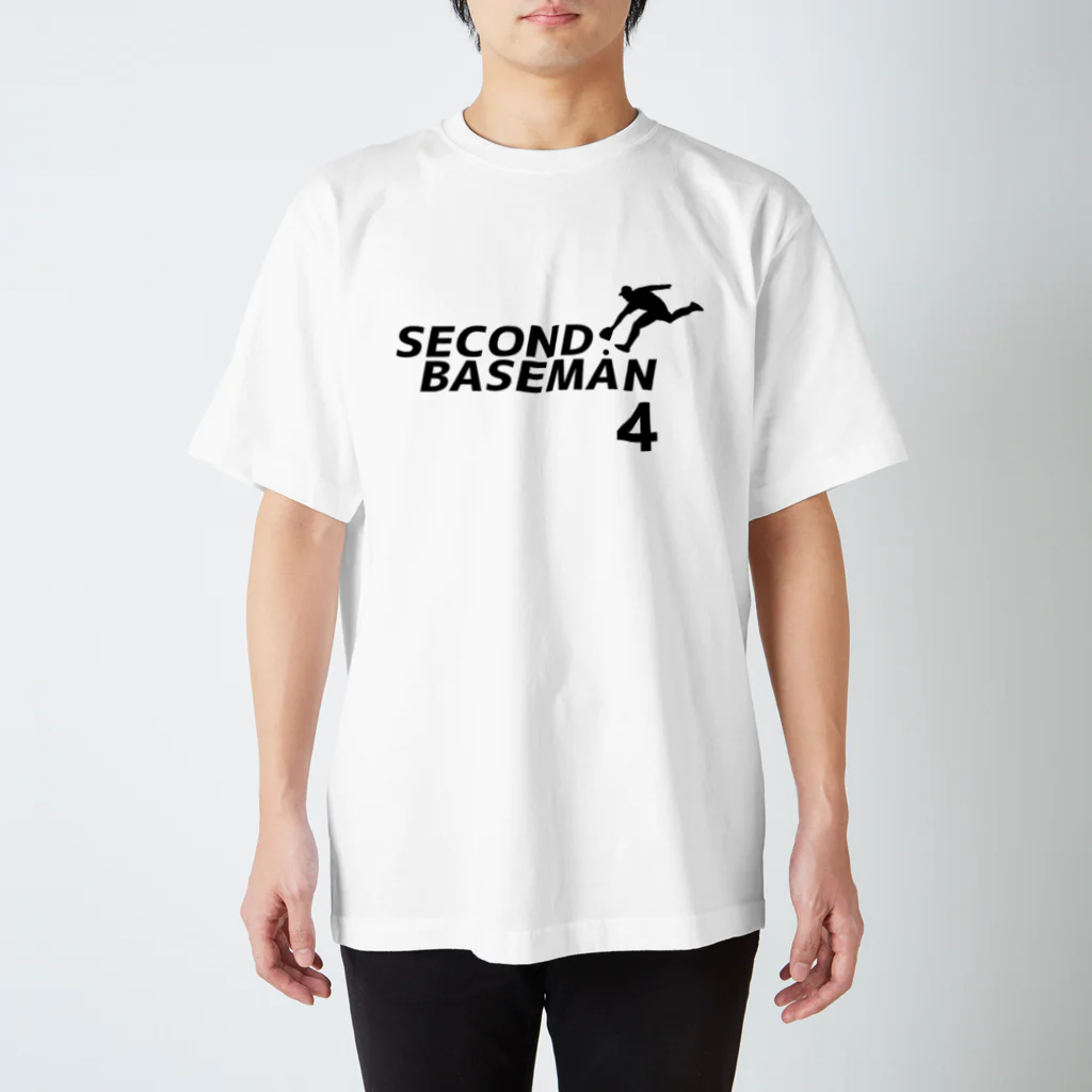 野球Tシャツ倶楽部（文字デザイン）のセカンドベースマン（背番号4） Regular Fit T-Shirt