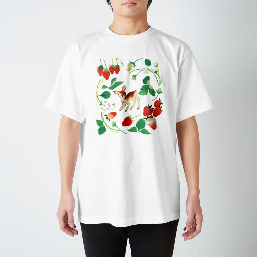 Atelier coconatzのいちごと小鹿 Regular Fit T-Shirt