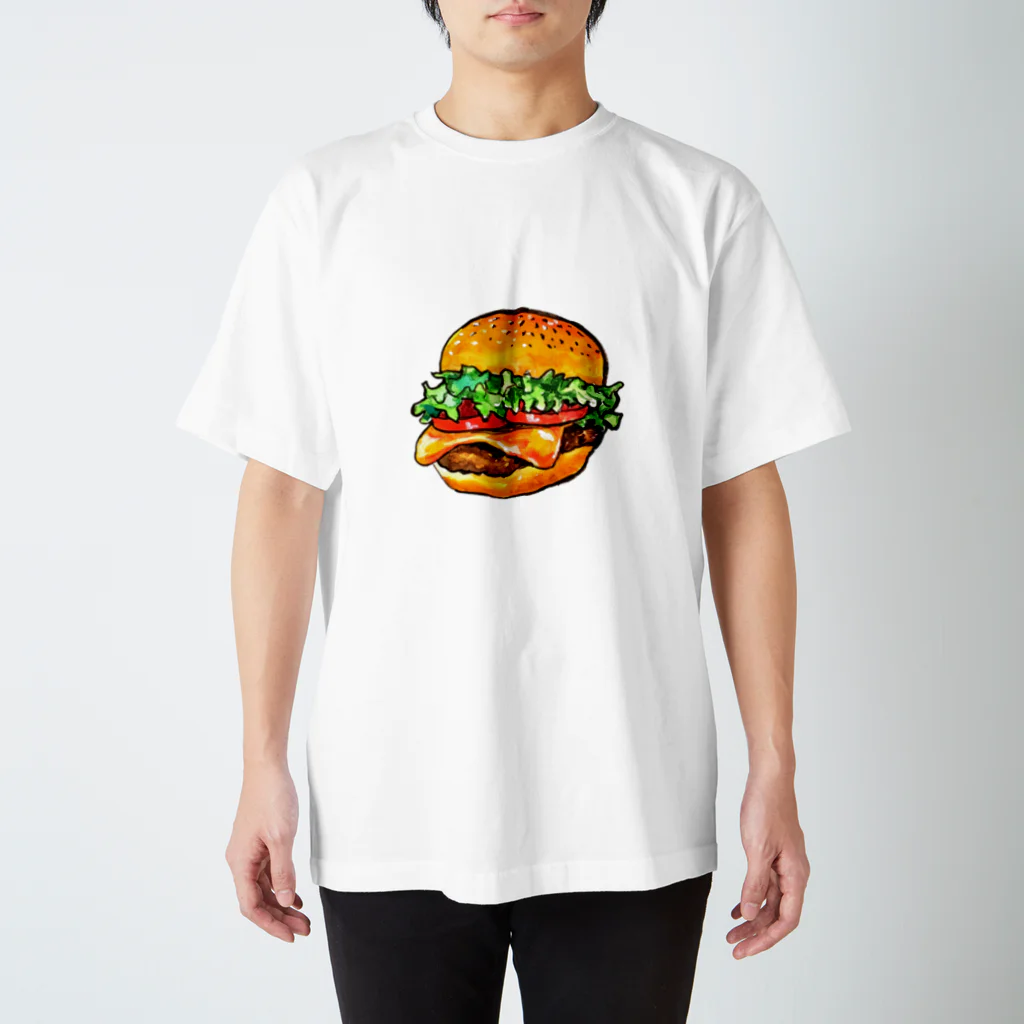 水彩イラストグッズのテイクアウトしたくなるハンバーガー スタンダードTシャツ