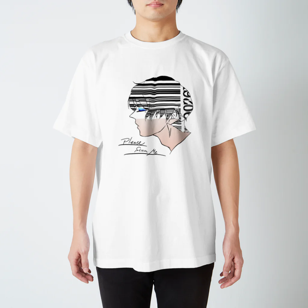 神影のバーコード男子 スタンダードTシャツ