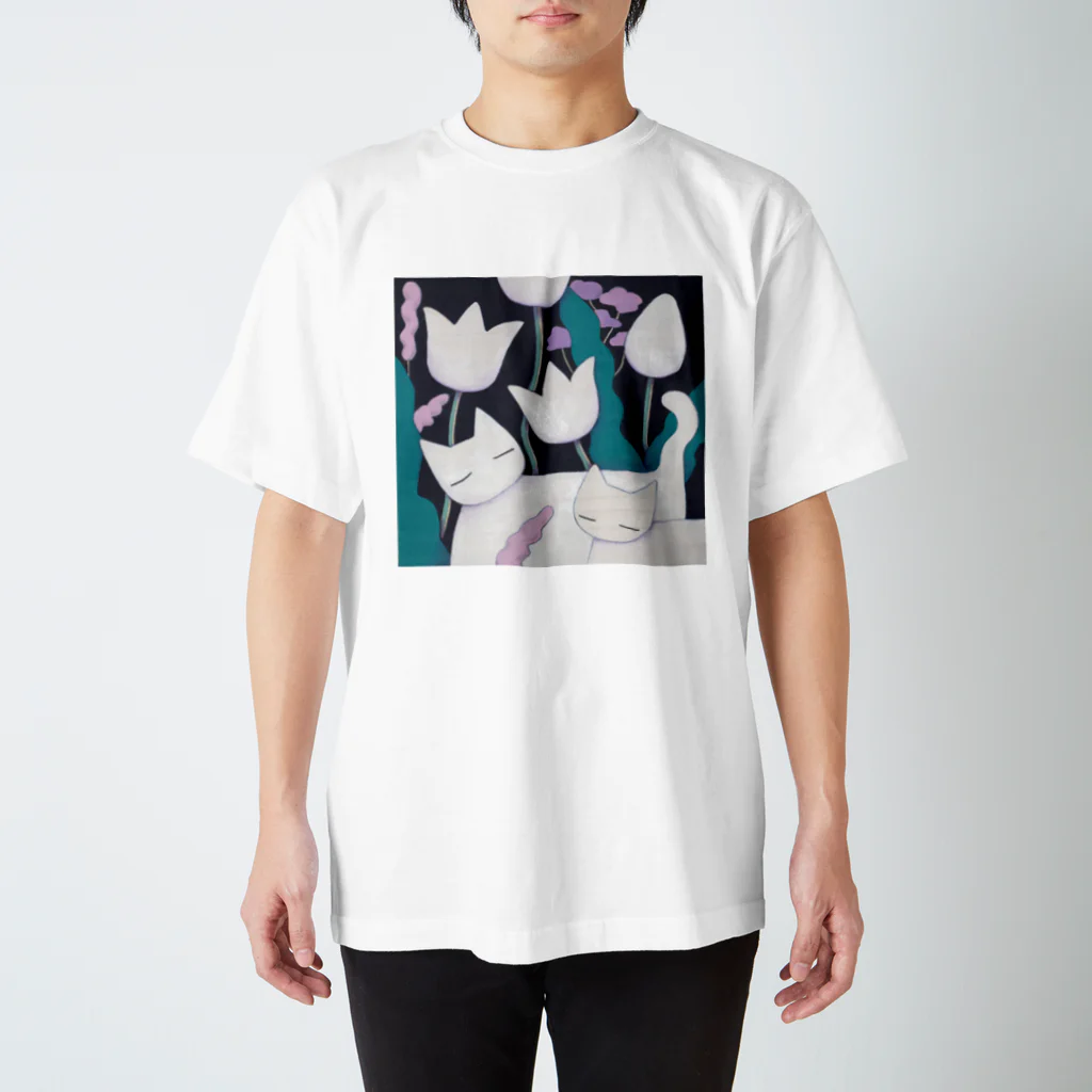 にしやま み〜たろうの花か猫か スタンダードTシャツ