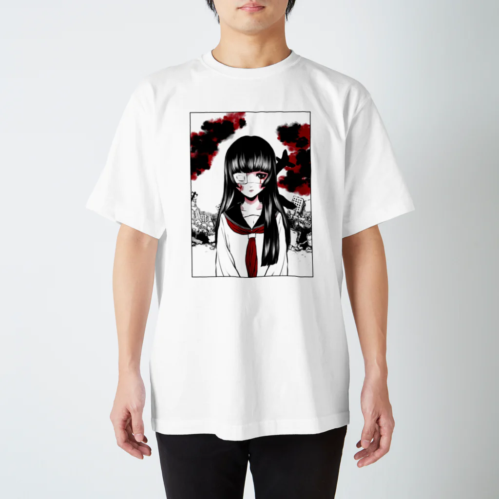 猫又ヨオスケの眼帯セーラー少女 スタンダードTシャツ