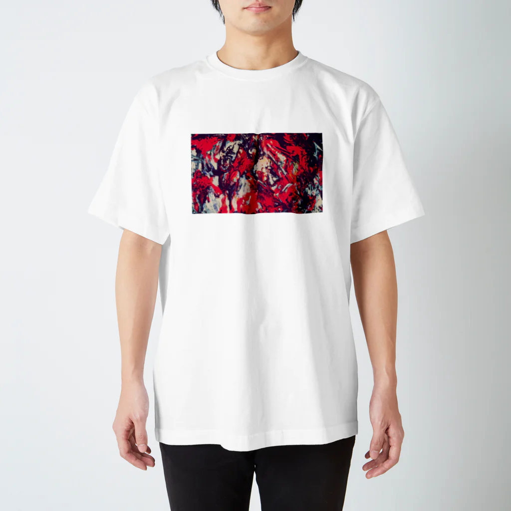 兎派のpaint_01_landscape(red) Regular Fit T-Shirt