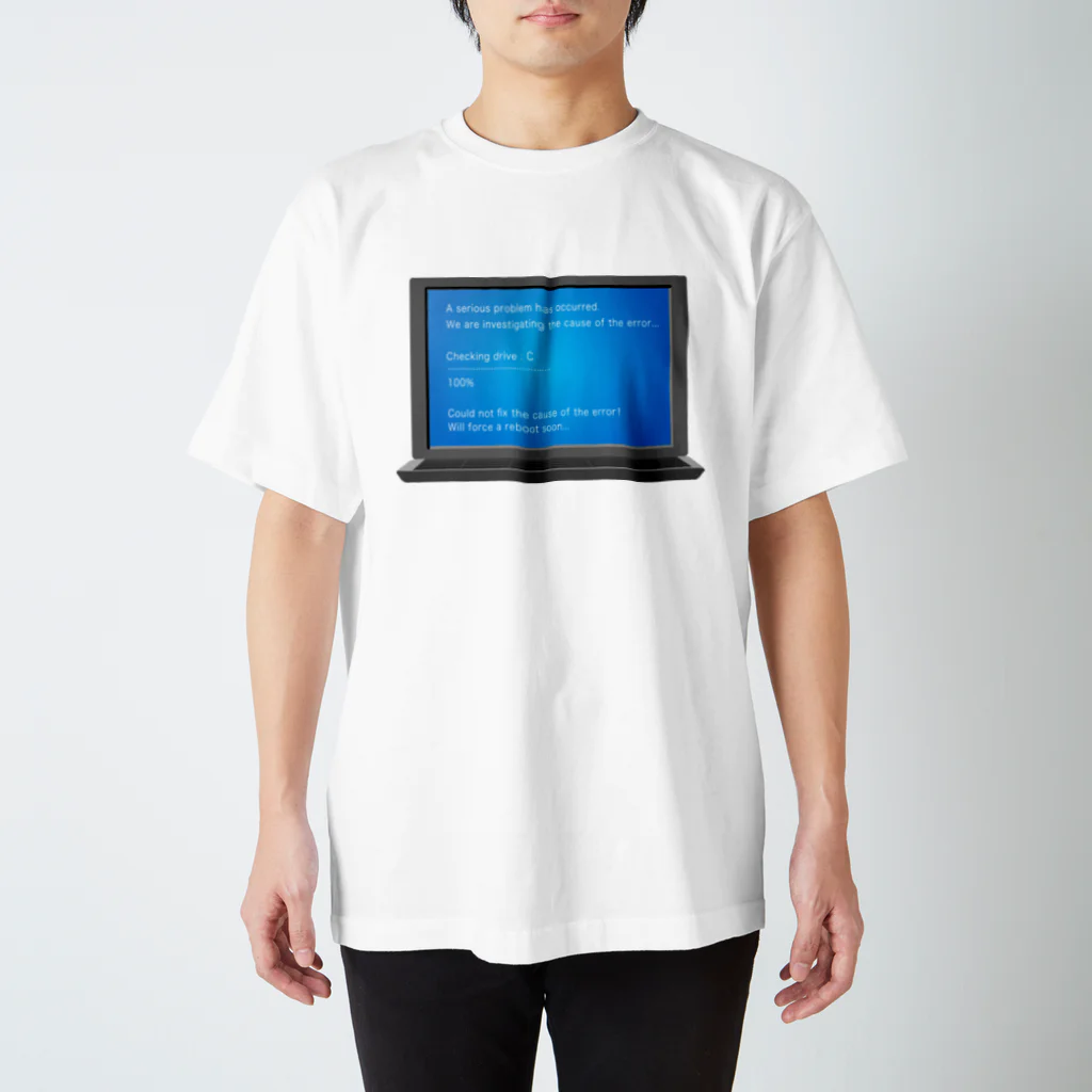 illust_designs_labの 架空のブルースクリーンエラー画面のイラスト Regular Fit T-Shirt