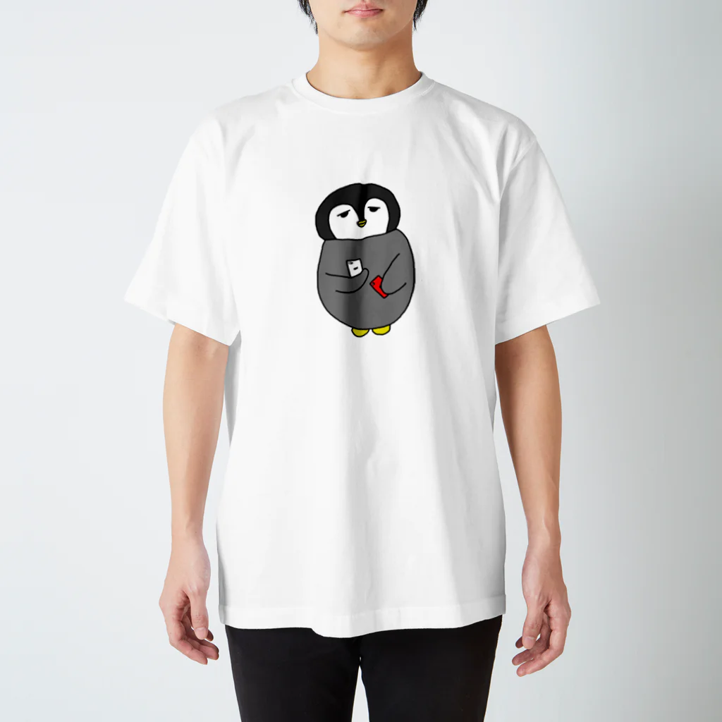 ところてんの携帯二台持ちペンギン スタンダードTシャツ