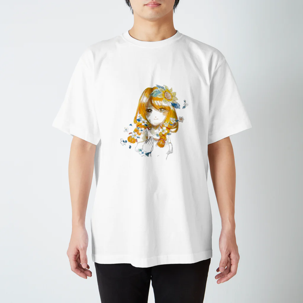 せんのひまわり少女（しろ） スタンダードTシャツ