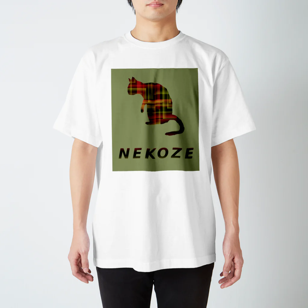 ニャムのアトリエのNEKOZEカーキ スタンダードTシャツ