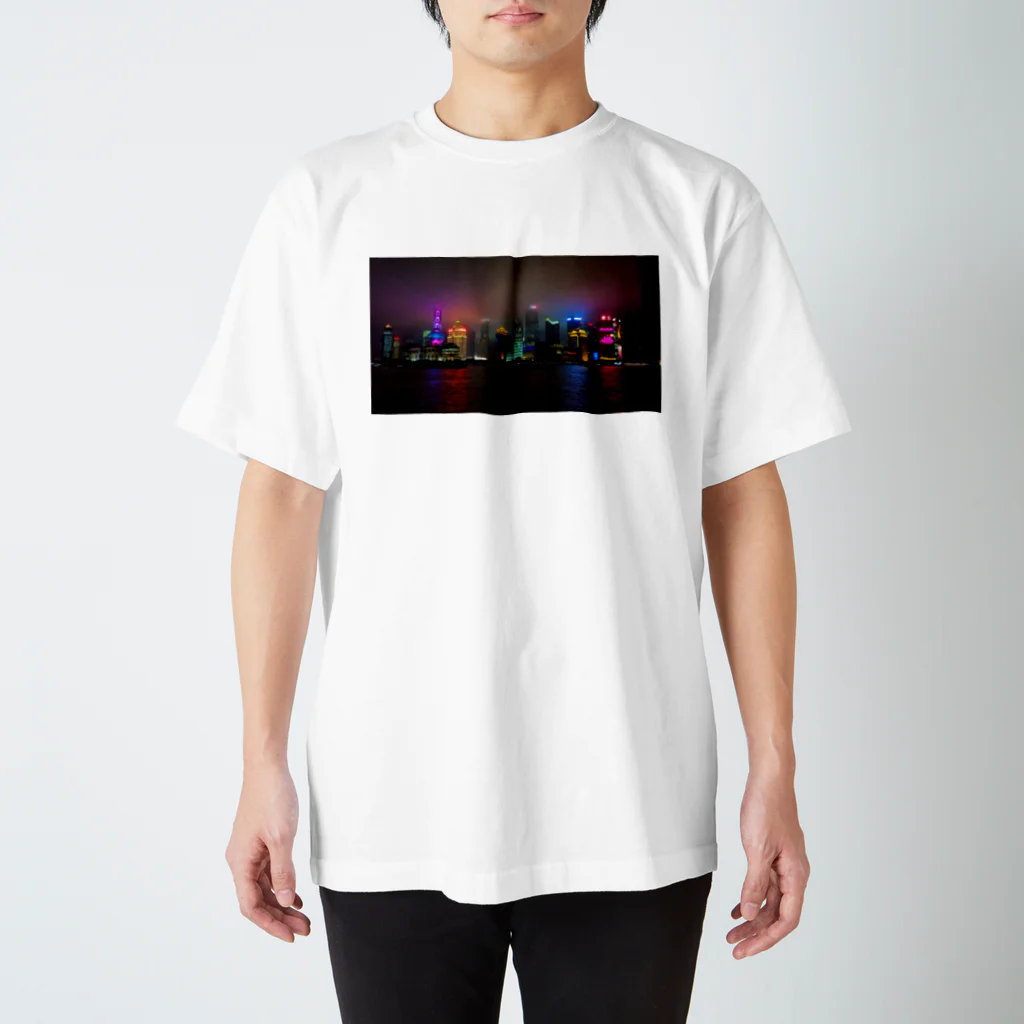 旅先pics📸の曇天の台北外灘の夜景 スタンダードTシャツ