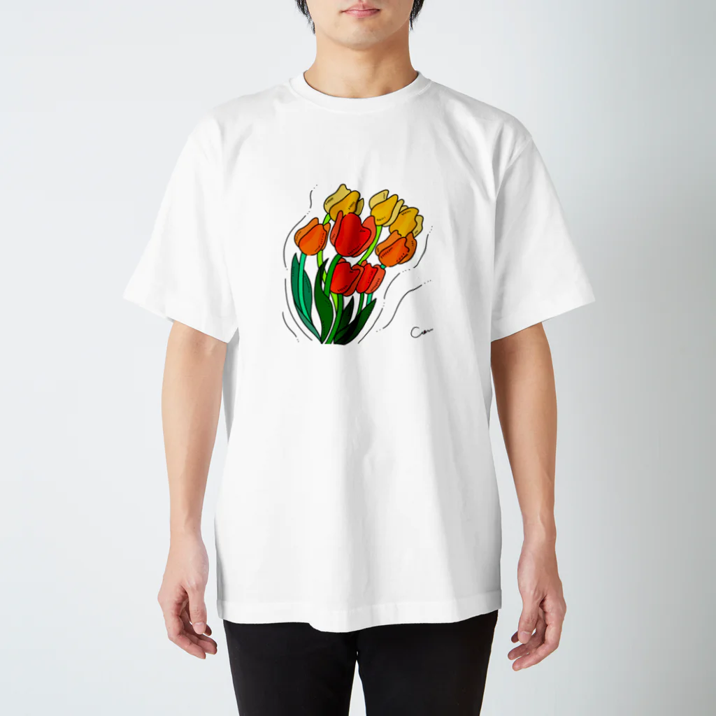 Com illustrationのそよそよチューリップ Regular Fit T-Shirt