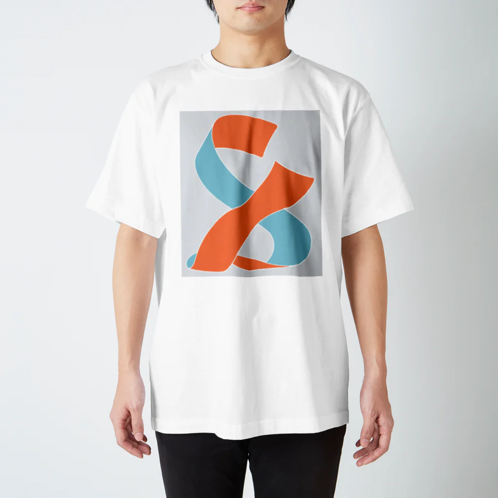 朝だの布 - 赤橙 浅葱 スタンダードTシャツ