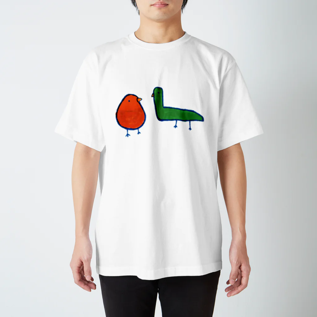 はじまりのきいろのOL（おーえる）鳥 スタンダードTシャツ