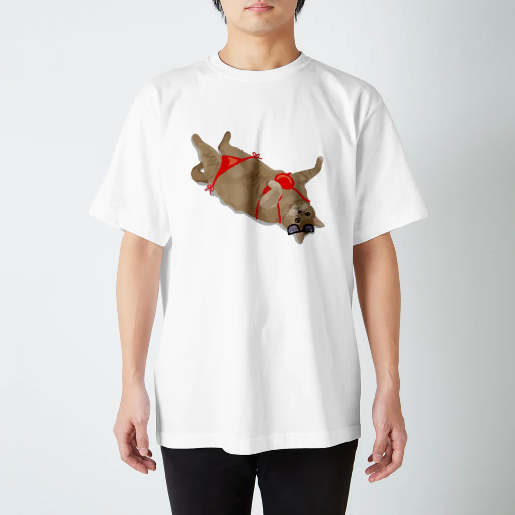 A Tのデブ猫のバカンス スタンダードTシャツ