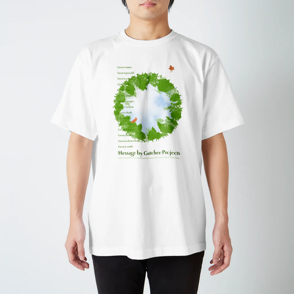 Gutchee ProjectsのGreen message_tsc01 Regular Fit T-Shirt