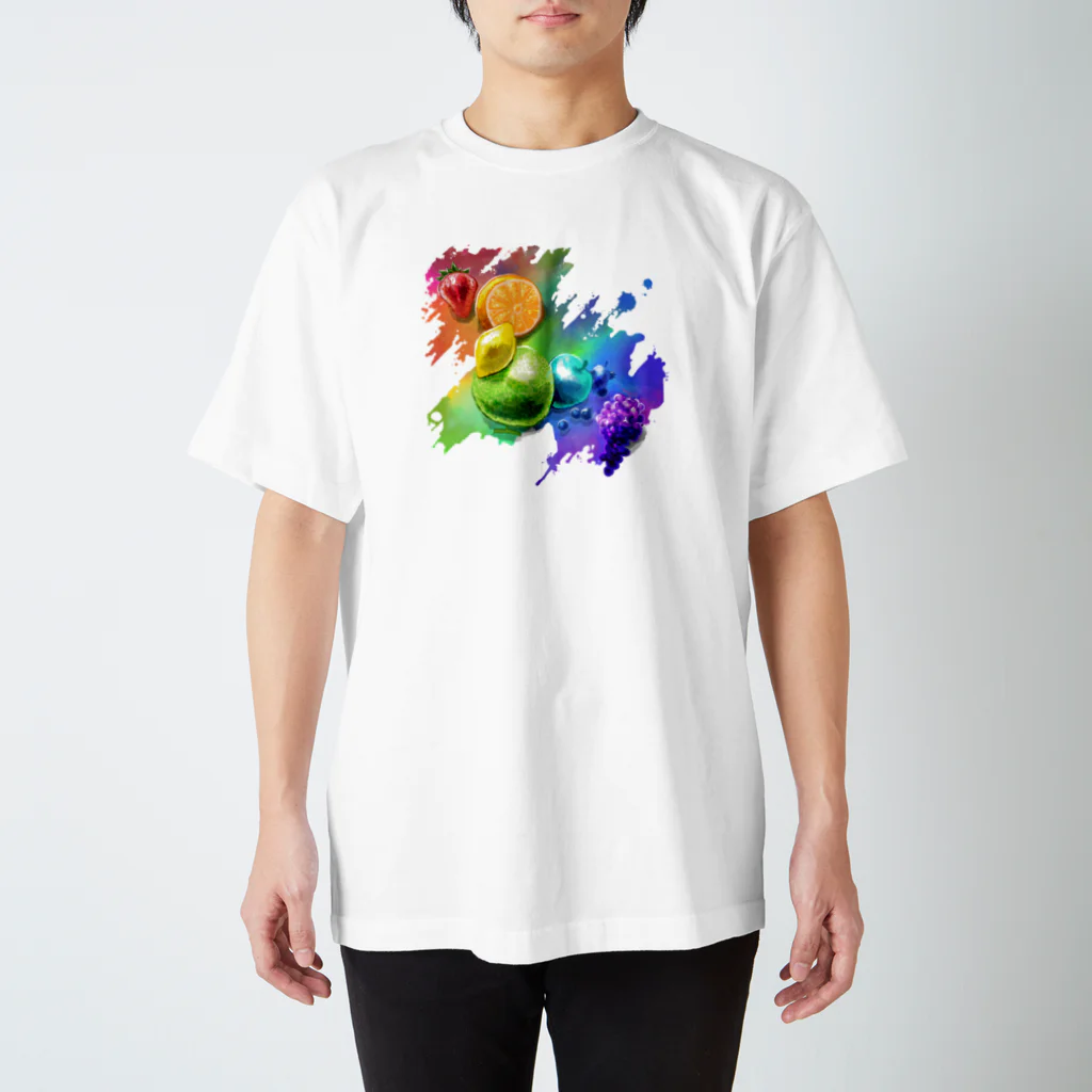 SATOON SUZURI  STORE (SSS)の虹色フルーツ盛り合わせ スタンダードTシャツ