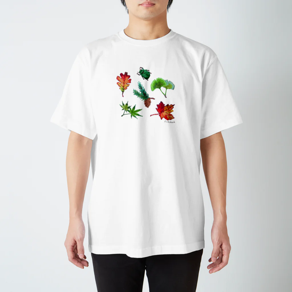 kazefukikoの植物図鑑 手刺繍風 Regular Fit T-Shirt