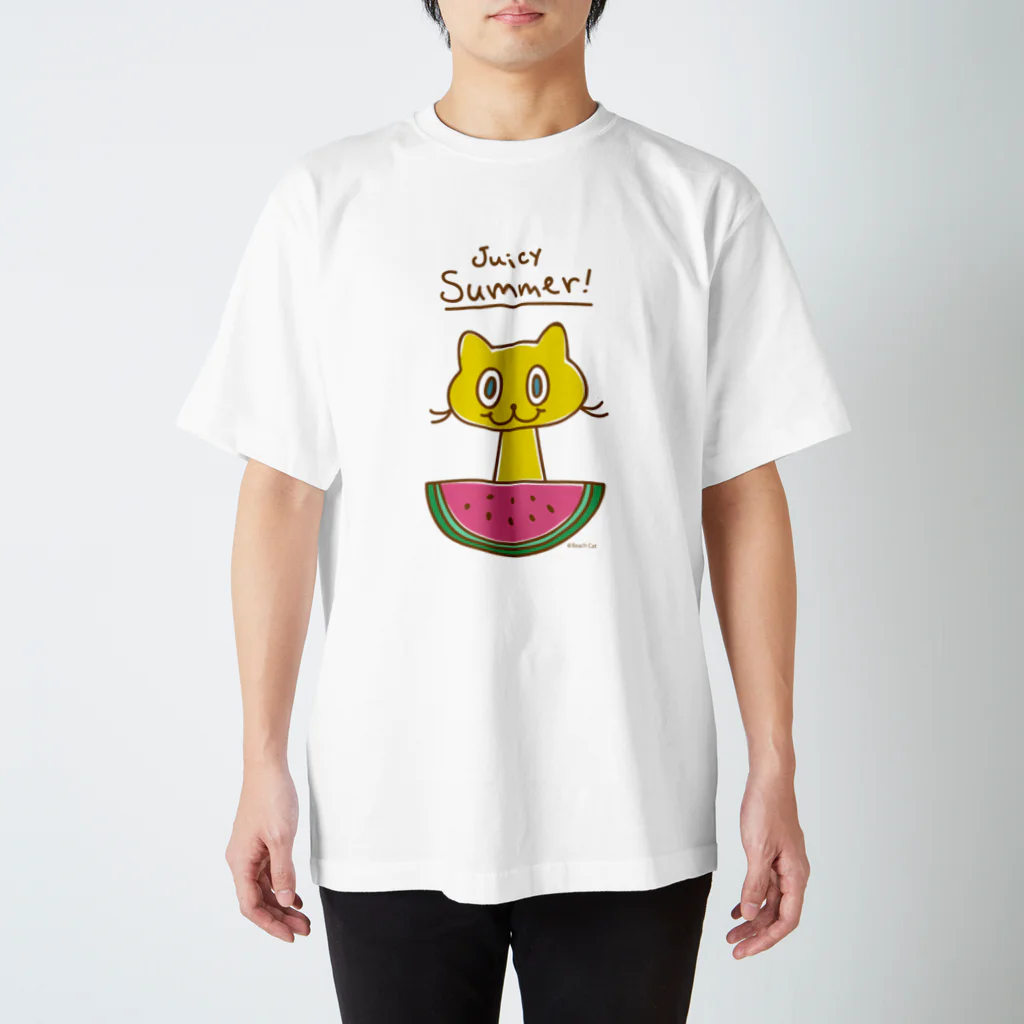 BEACH CATのすいかとニャンコ スタンダードTシャツ