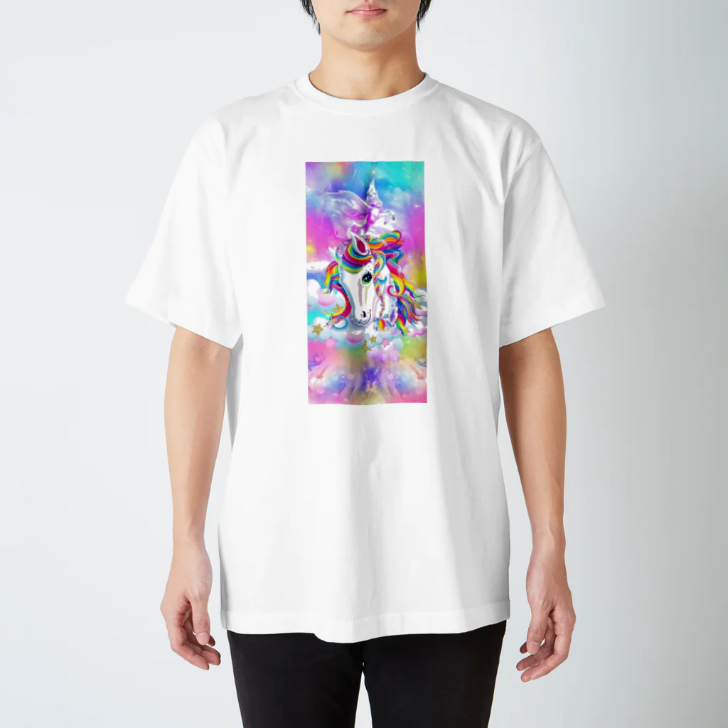 Originalのユニコーンカラフル毛並み Regular Fit T-Shirt