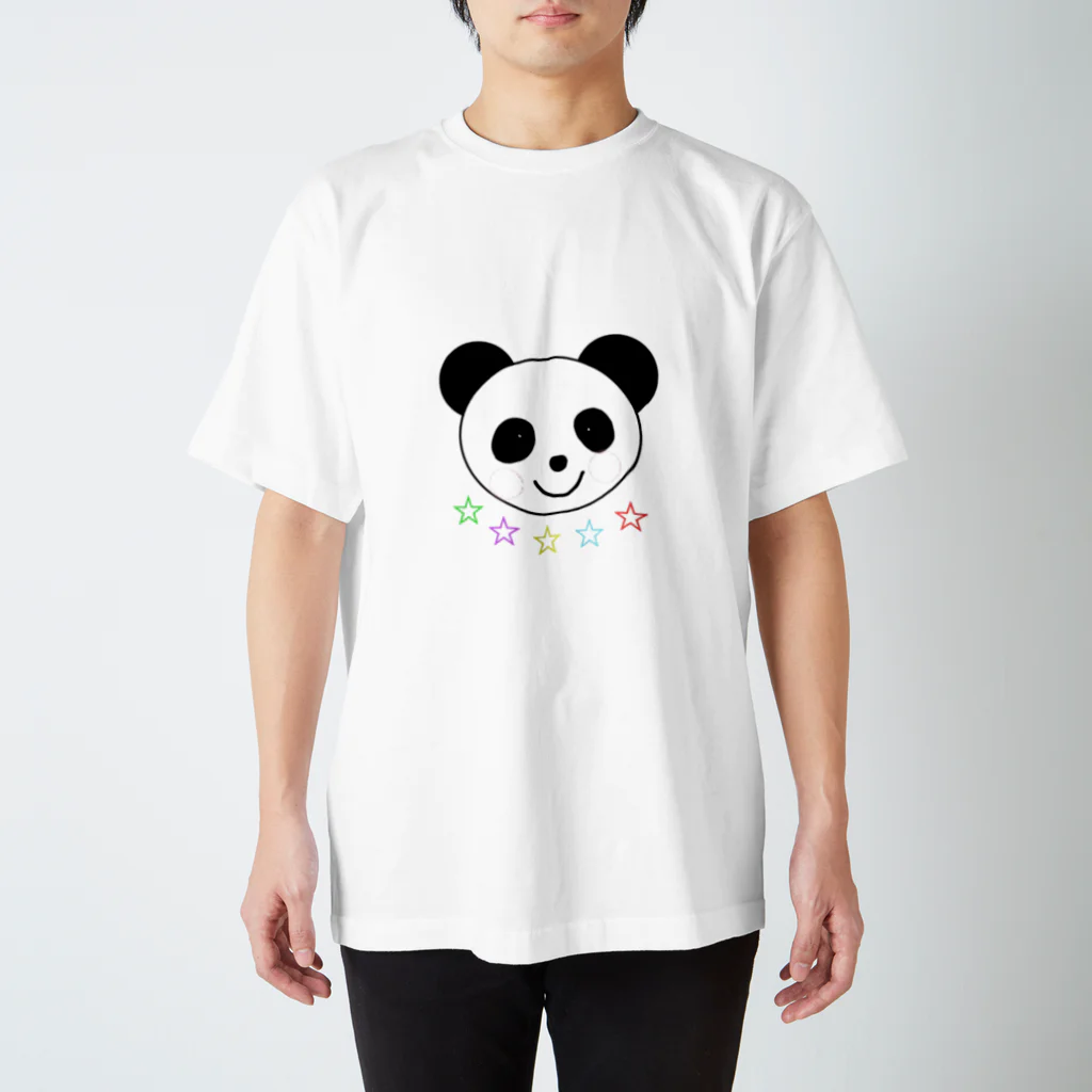 YuuのYuuオリジナルイラスト25 パンダと5色の星 スタンダードTシャツ