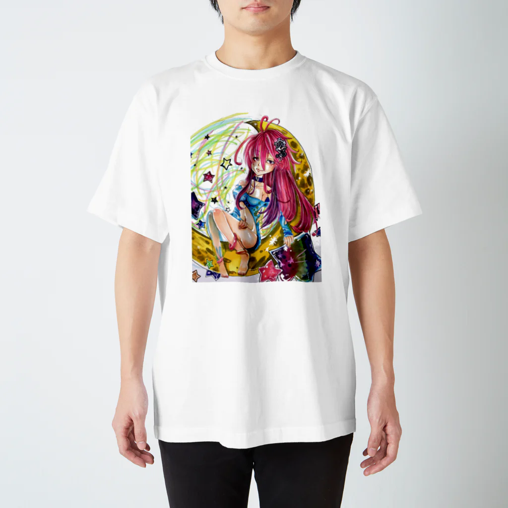 ぺちゃの ○。銀狐堂。○ の三日月仕掛け娘 人物カット版 スタンダードTシャツ