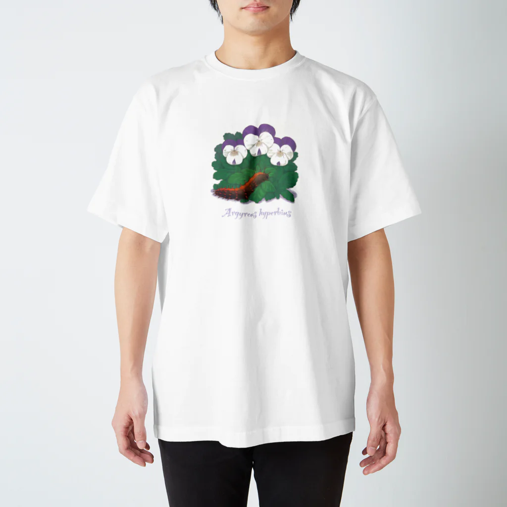 kitaooji shop SUZURI店のビオラとツマグロヒョウモン Regular Fit T-Shirt