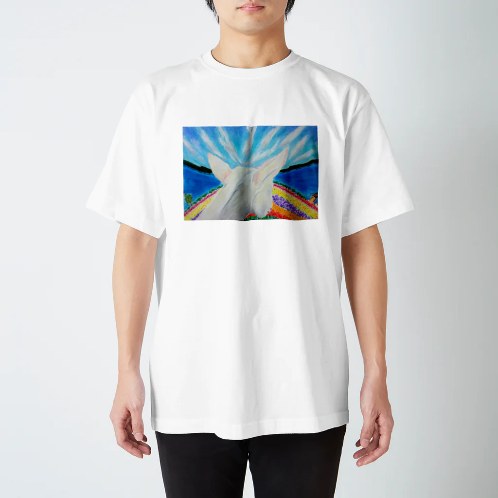 そばこちゃんの店のあの仔の目線(MyToshi作) GAKE NO UE NO YAGI × SAKURA NO GAKA Regular Fit T-Shirt