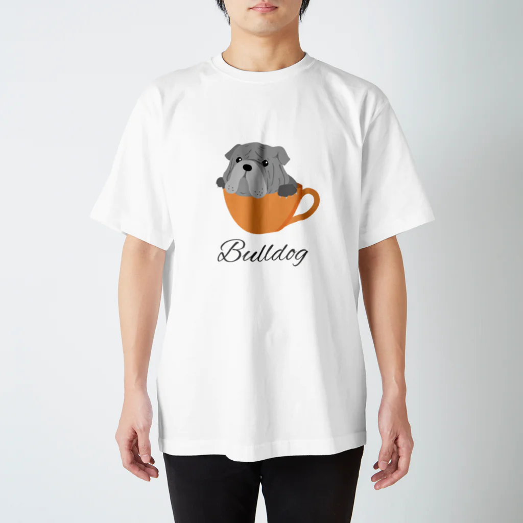 Links-Tのコーヒーカップ犬　ブルドッグ スタンダードTシャツ