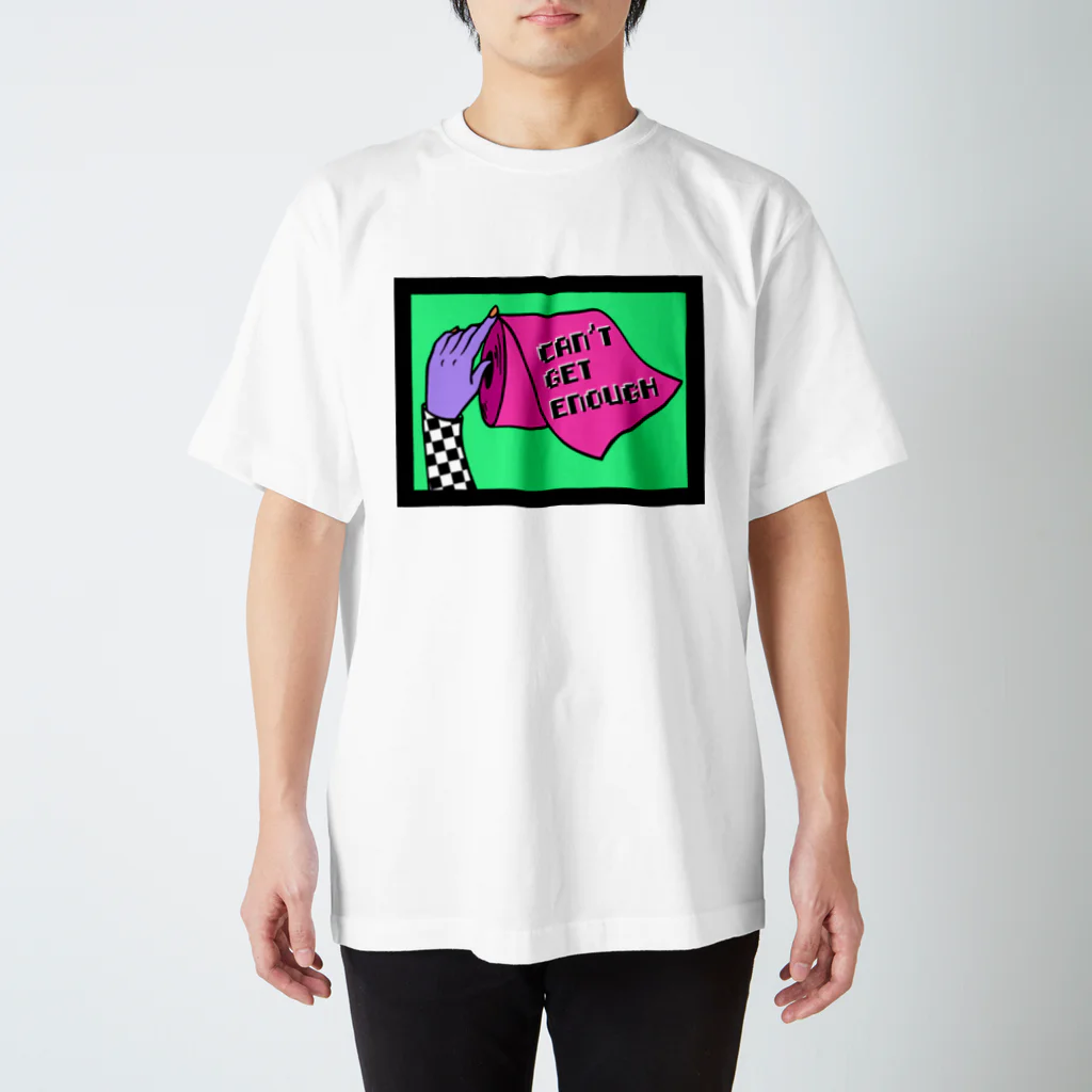 Mieko_KawasakiのCAN'T GET ENOUGH / GREEN トイレットペーパー　 スタンダードTシャツ