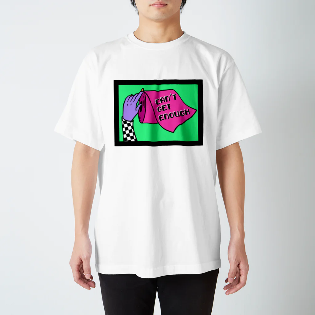 Mieko_KawasakiのCAN'T GET ENOUGH / GREEN トイレットペーパー　 Regular Fit T-Shirt