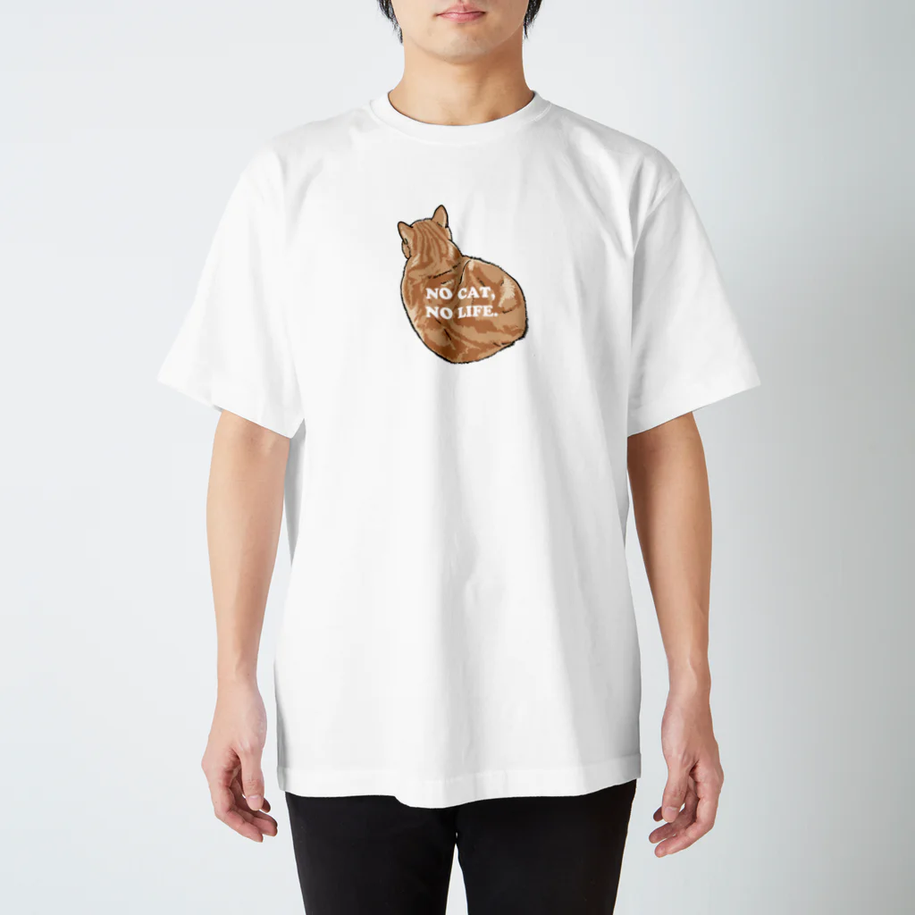 のはら雑貨店の猫のナルト 後ろ姿"NO CAT NO LIFE" スタンダードTシャツ