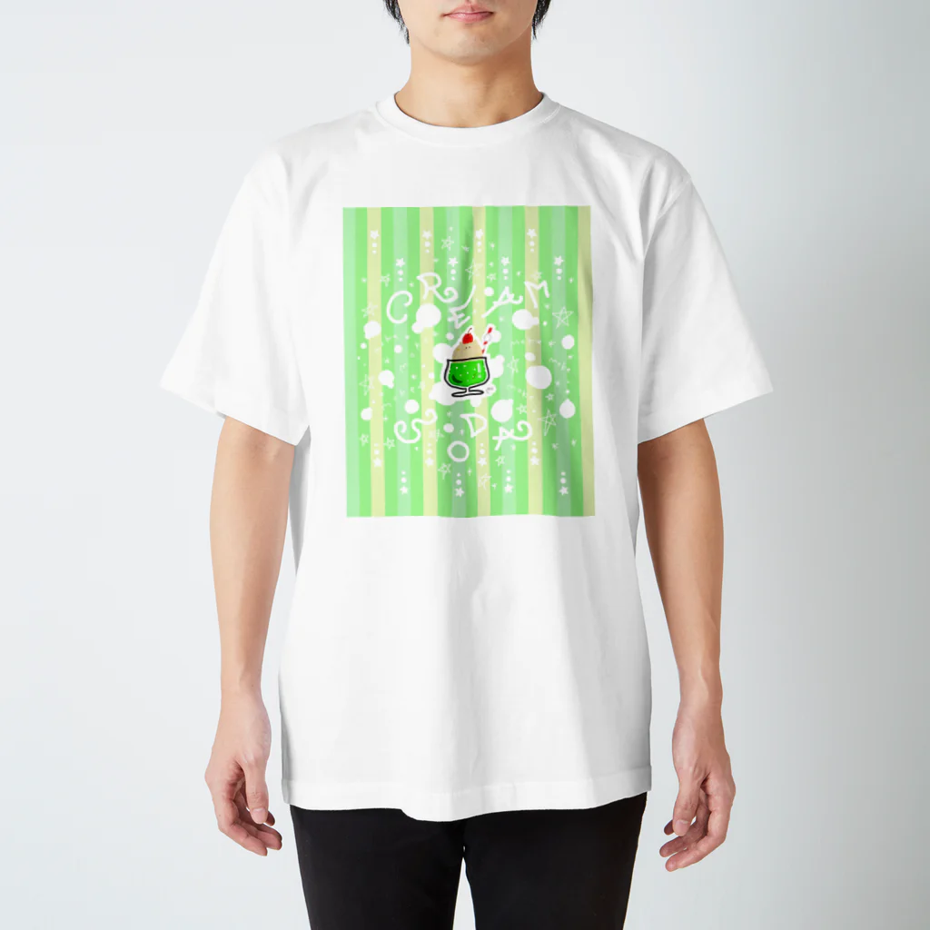 ３５８/Mitsuba SUZURI店のもけぱ日和 くりーむそーだ（らくがき） スタンダードTシャツ