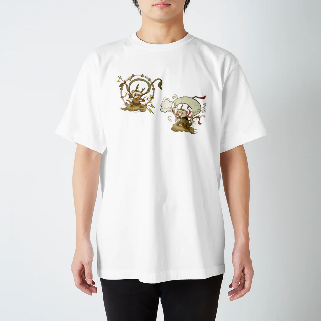 sasabayashi8の荒ぶるかた達　風神雷神 スタンダードTシャツ