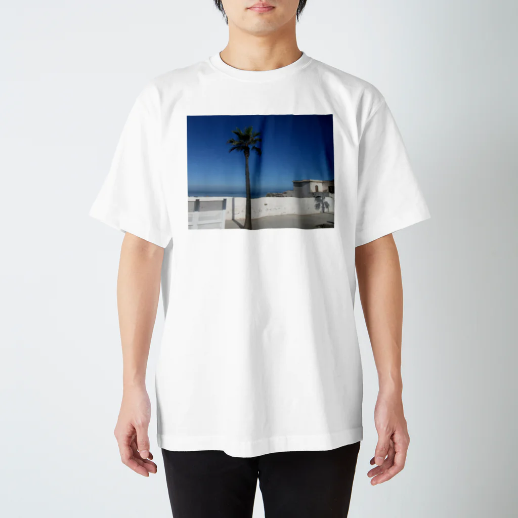 casa-blancaのカサブランカの海岸とヤシの木 Regular Fit T-Shirt