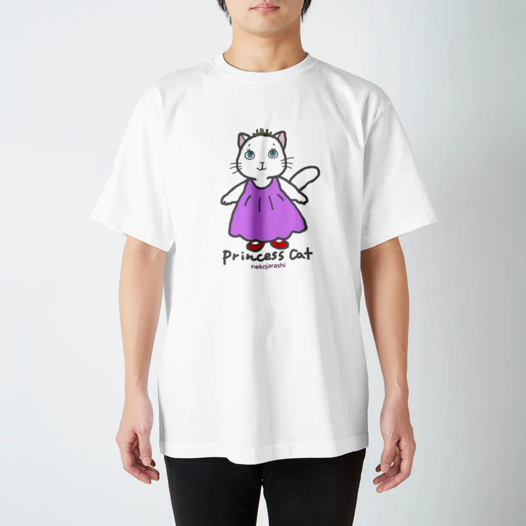 ゆきだるまころころのねこのお姫さま（ピンク） スタンダードTシャツ