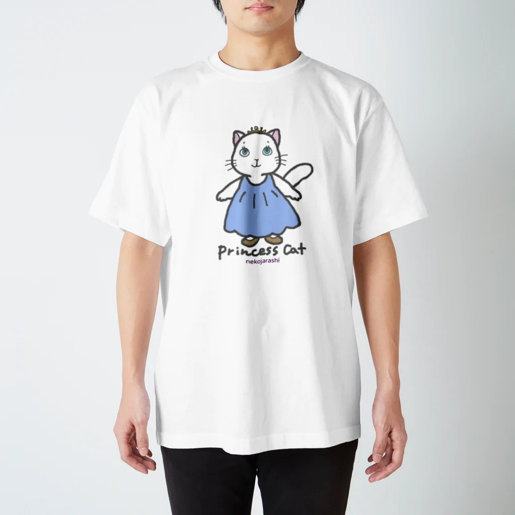 ゆきだるまころころのねこのお姫さま（ブルー） Regular Fit T-Shirt