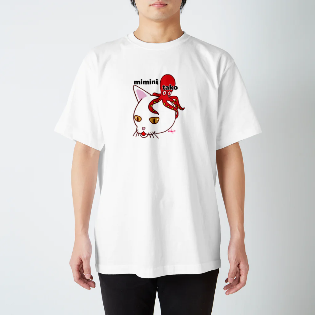 テンちゃん一家の耳にタコ白猫 スタンダードTシャツ