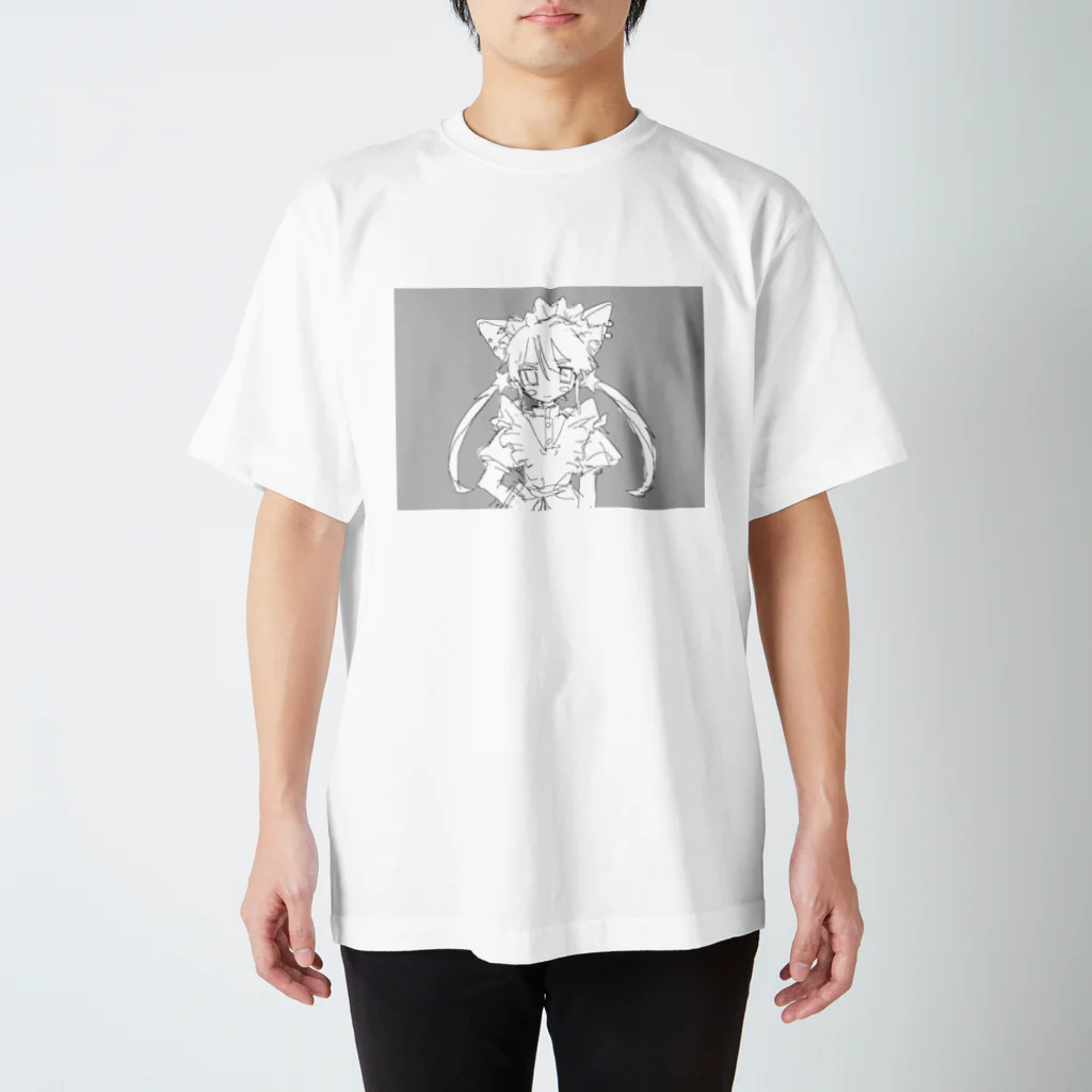 目瀞ちょすのモノクロ　猫ガール スタンダードTシャツ