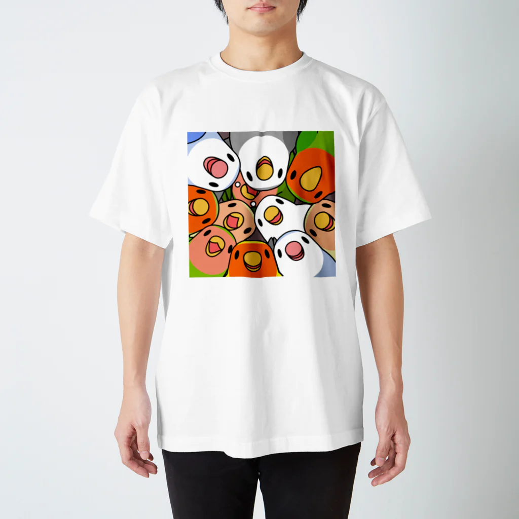 まめるりはことりのみっちりむっちり過密コザクラインコさん【まめるりはことり】 スタンダードTシャツ