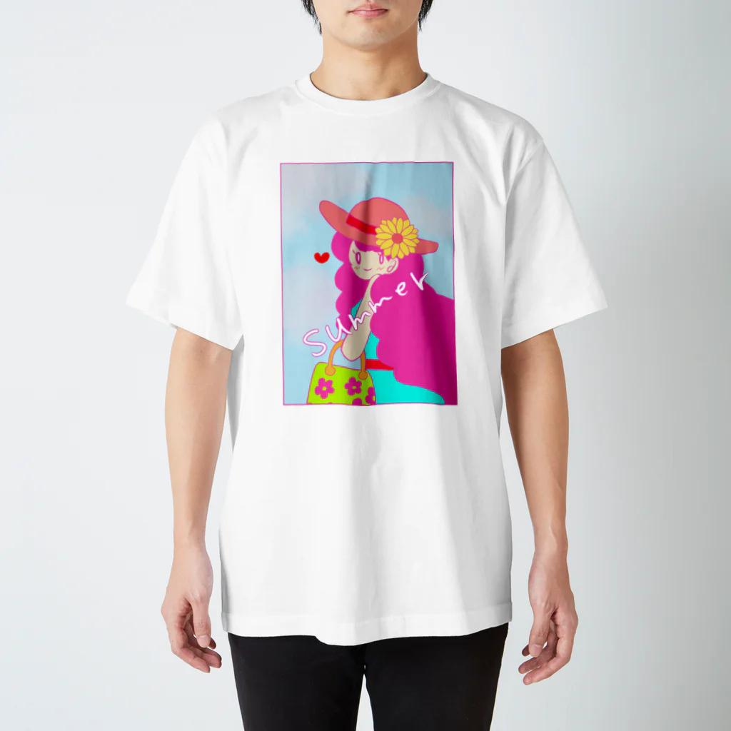 ヒロミンゴフラミンゴの夏の女の子 スタンダードTシャツ