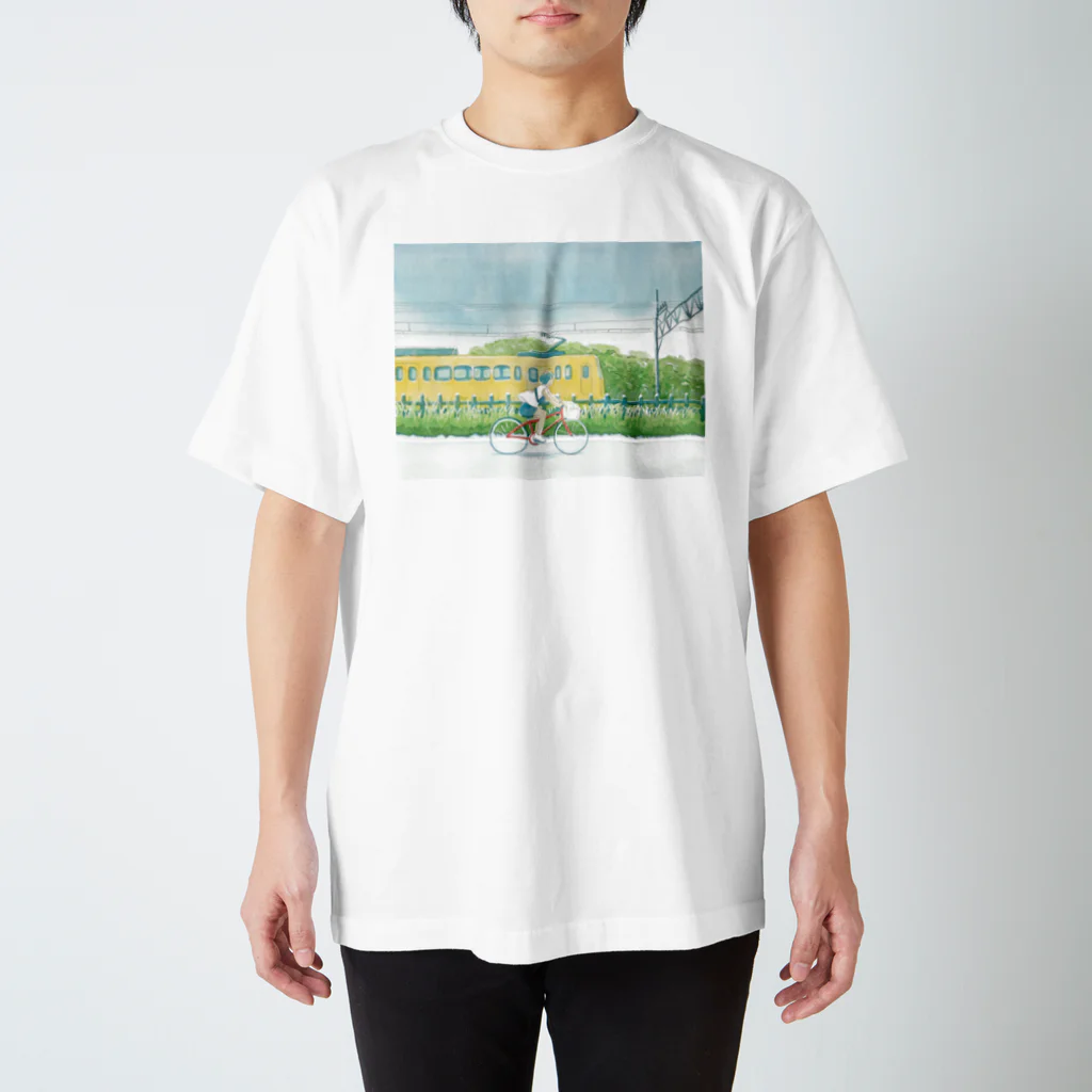 水元さきのの黄色い電車を見た スタンダードTシャツ