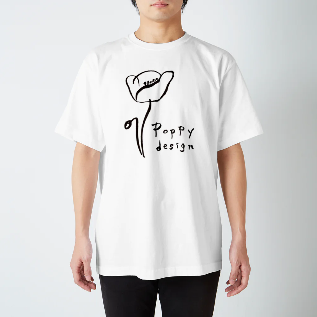 ひなげし商店のPoppy design 黒ライン スタンダードTシャツ