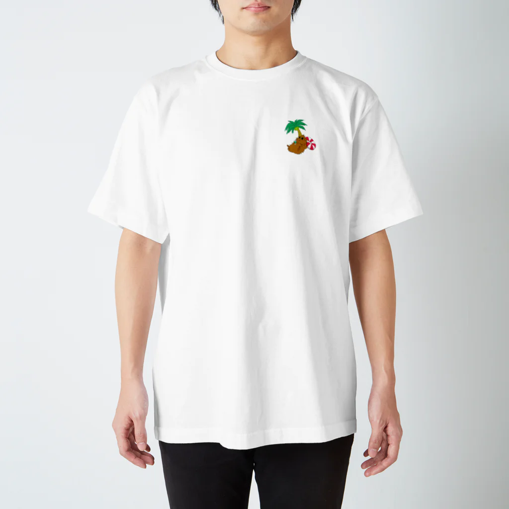 【モルモット】Mugi & Ruki【四国犬】のトロピカルモルモット(背景なし) Regular Fit T-Shirt